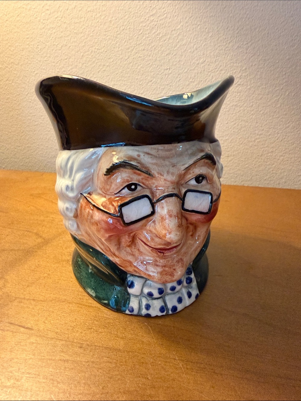Ceramic Character Bust Vase in Black, Green and White
